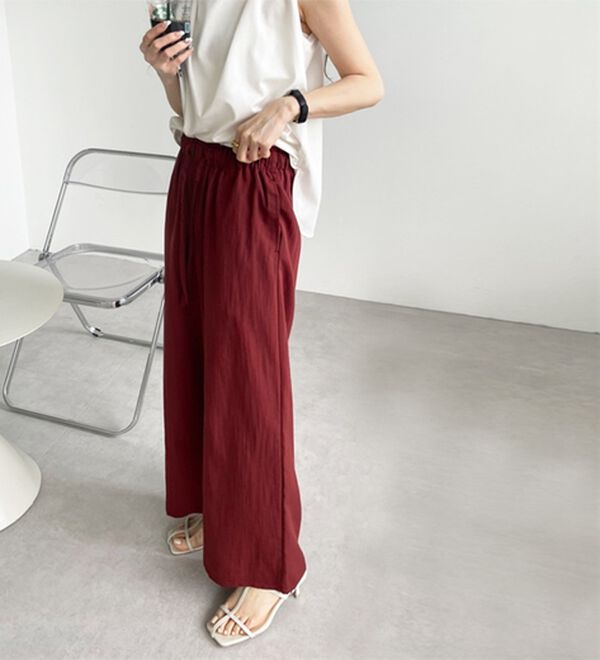 GeeRA（ジーラ）の「冷感リネン風イージーワイドパンツ（ワイドパンツ・ガウチョ）」｜詳細画像