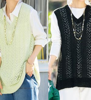 ルフラン（ルフラン）の「【２色組】ゆったり涼やかニットベスト（ベスト）」｜詳細画像