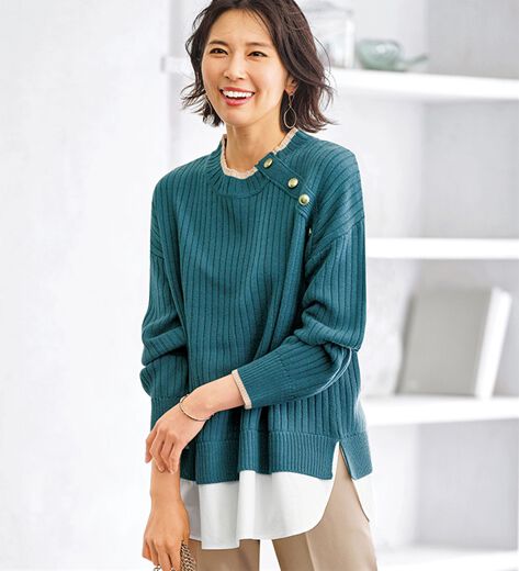 ロングチュニック・前ボタン　　綿素材 ロングチュニック・前ボタン綿素材