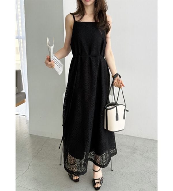 GeeRA（ジーラ）の「前後２ＷＡＹパネルレースキャミワンピース（その他ワンピース）」｜詳細画像