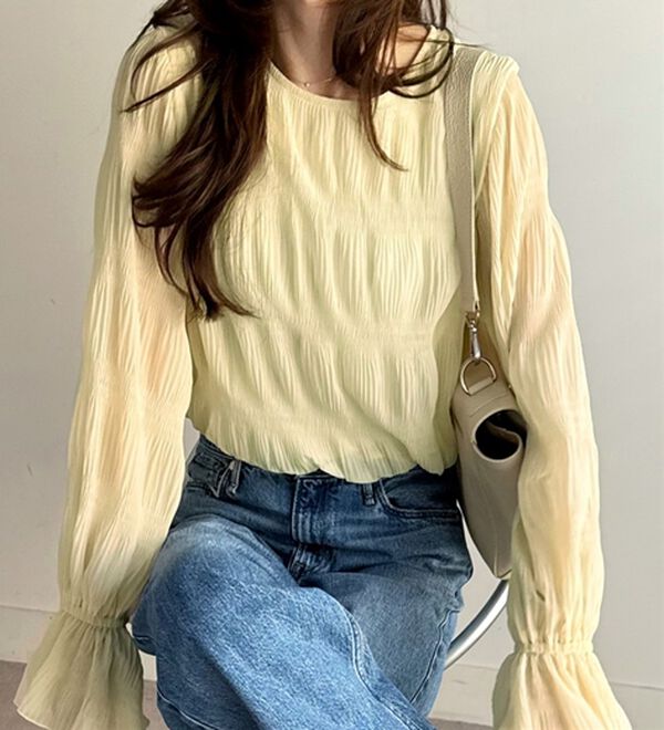 GeeRA（ジーラ）の「シアーシャーリングキャンディー袖ブラウス（ブラウス）」｜詳細画像