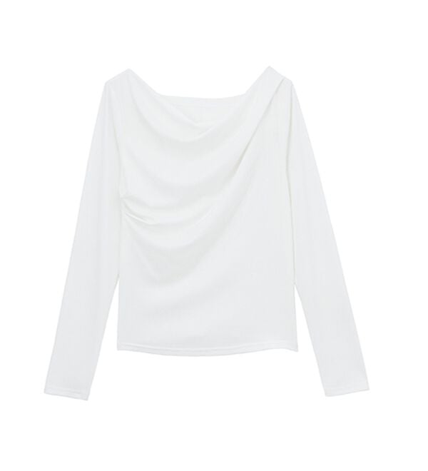 RANAN（ラナン）の「【春色追加】上品ドレープリブロングＴシャツ（カットソー）」｜詳細画像