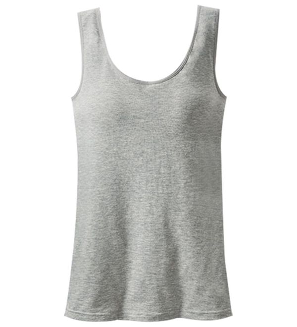 LAVIENNE（ラヴィエンヌ）の「調節できるグラマーさんも快適カップ付インナー（ブラトップ・カップ付きインナー）」｜杢グレー