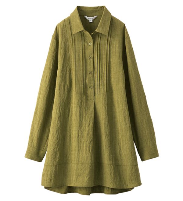 BELLUNA（ベルーナ）の「ピンタック使い麻調合繊シャツチュニック（チュニック）」｜詳細画像