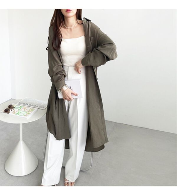 GeeRA（ジーラ）の「スリット入りロングシャツワンピース（シャツワンピース）」｜詳細画像