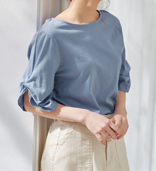 Viola e Viola（ヴィオラ エ ヴィオラ）の「綿１００％袖タックＴシャツ（Tシャツ）」｜詳細画像