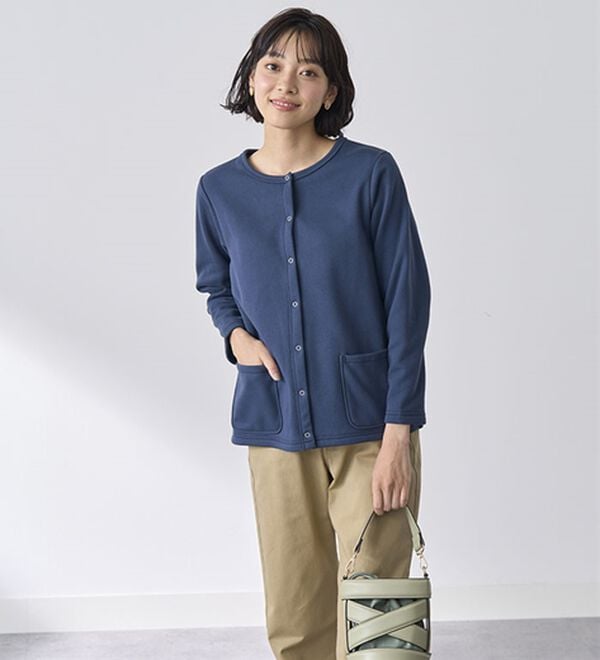 BELLUNA（ベルーナ）の「パチパチしにくい！静電気防止裏フリース配色カーディガン（その他カーディガン）」｜詳細画像