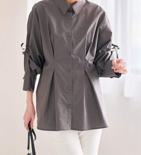 RANAN（ラナン）の「ウエストタック袖リボンシャツ（シャツ）」｜詳細画像