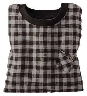 BELLUNA（ベルーナ）の「スラブ素材リブ使いブラウス（ブラウス）」｜ブラウン系チェック