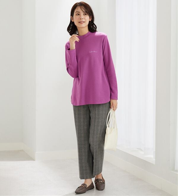 BELLUNA（ベルーナ）の「ロゴ刺しゅう裏起毛ニットソーチュニック（カットソー）」｜詳細画像