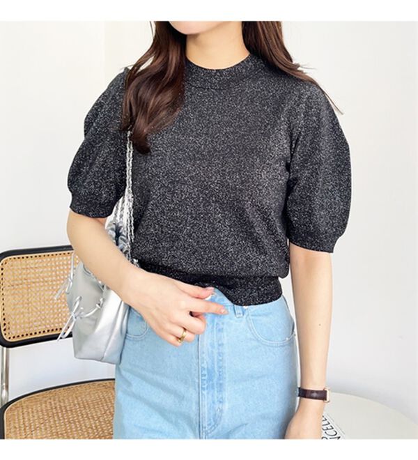 GeeRA（ジーラ）の「ラメパフスリーブニット（ニット・セーター）」｜詳細画像