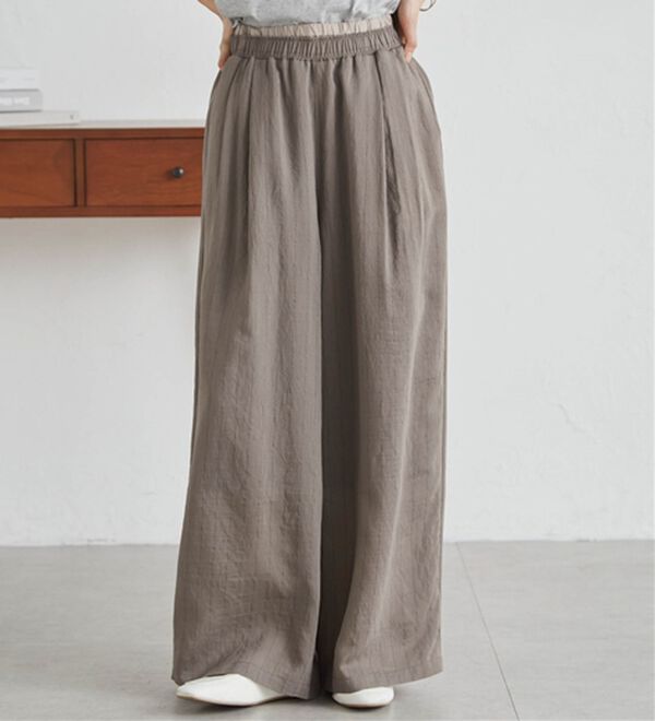 RANAN（ラナン）の「ダブルウエストシアーイージーパンツ（ワイドパンツ・ガウチョ）」｜詳細画像