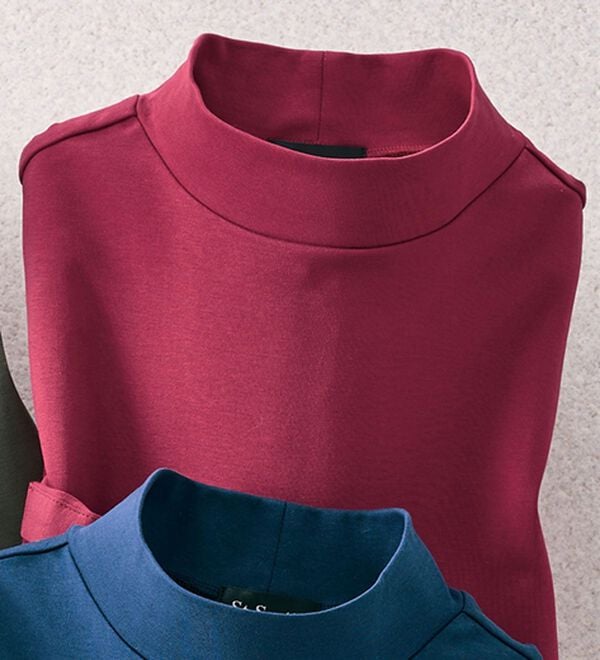 「大人のハイネックシャツ（メンズカットソー）」｜ワイン