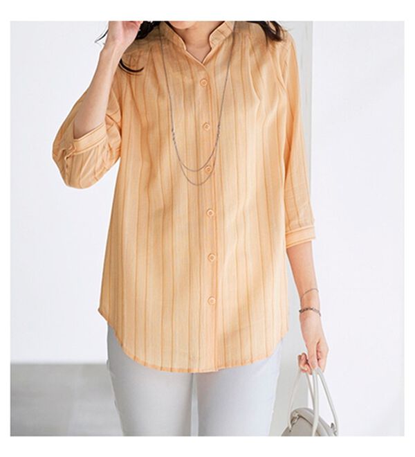 BELLUNA（ベルーナ）の「ストライプ柄スキッパーブラウス（ブラウス）」｜詳細画像