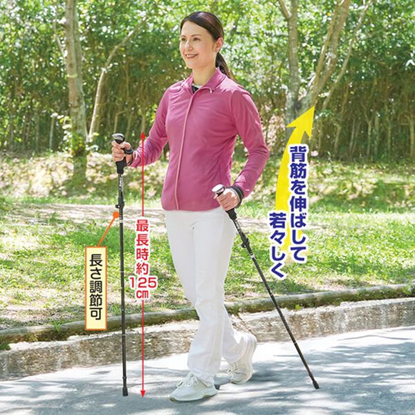 「折りたたみ式ウォーキングポール２本組（シニア・生活サポート）」｜詳細画像