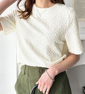 GeeRA（ジーラ）の「ふくれジャカードテクスチャーブラウス（ブラウス）」｜アイボリー