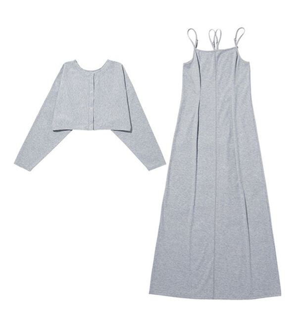 GeeRA（ジーラ）の「ミックス見えリブ素材ワンピ＆カーディガン（アンサンブル）」｜詳細画像