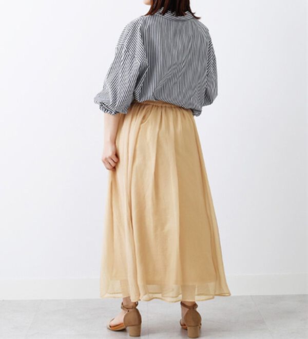 BELLUNA（ベルーナ）の「箔プリント使い華やぎフレアースカート（ロングスカート）」｜詳細画像