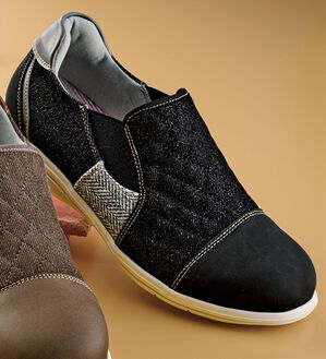 「タビバキ　キルトステッチ４Ｅ配色シューズ（スリッポン）」｜ブラック