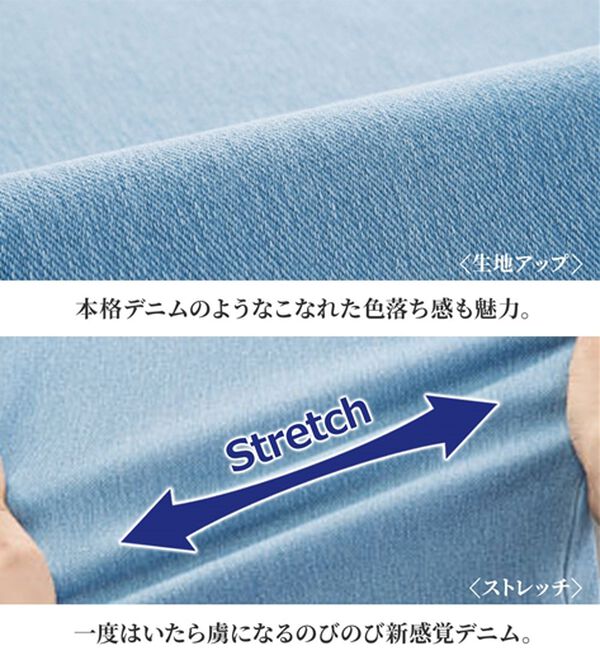 BELLUNA（ベルーナ）の「【選べる裏側】ぐん伸びニットデニムワイドパンツ（フルレングスパンツ）」｜詳細画像