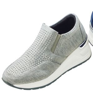 BELLUNA（ベルーナ）の「４Ｅビジュー使い厚底スニーカー（スニーカー）」｜ライトグレー