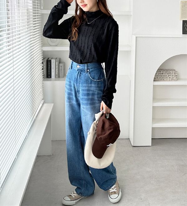 GeeRA（ジーラ）の「シャギージャガードハイネックトップス（カットソー）」｜詳細画像