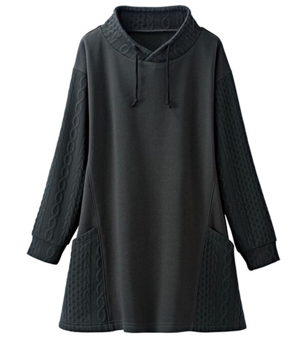 LAVIENNE（ラヴィエンヌ）の「【２枚組】ケーブル切替の裏起毛チュニック（チュニック）」｜詳細画像