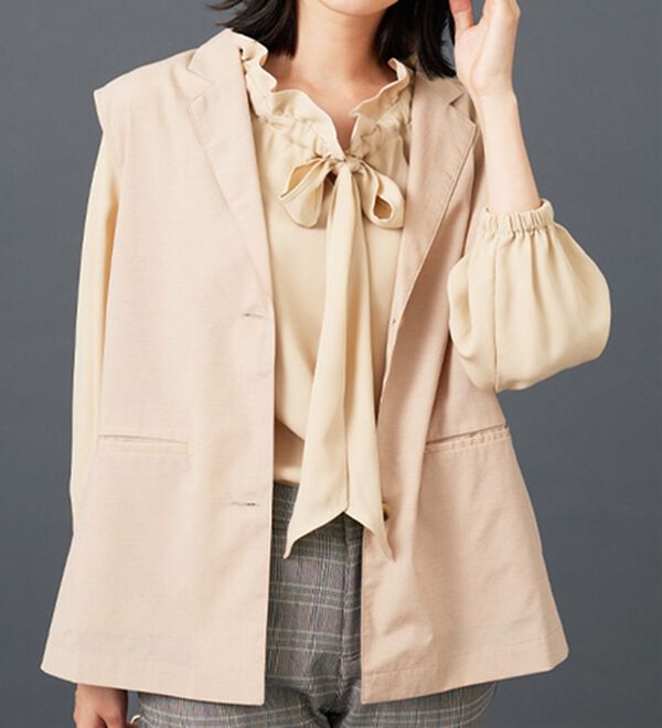 BELLUNA（ベルーナ）の「シアー素材ポケット付テーラードジレ（ジレ）」｜詳細画像