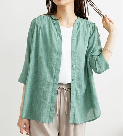 BELLUNA（ベルーナ）の「ふんわりシャドーチェック素材シャツ（シャツ）」