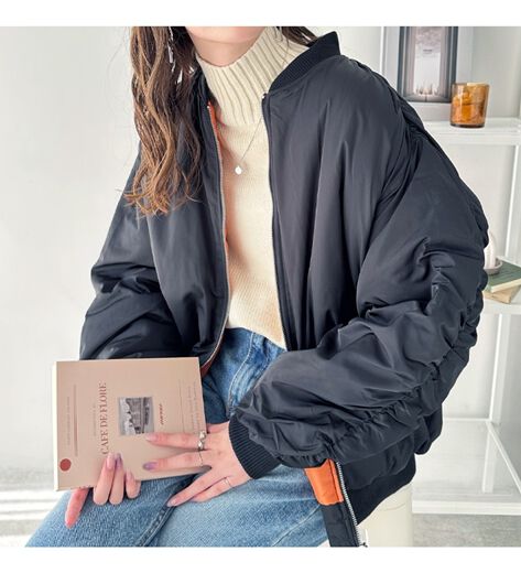 GRANCY GRANCY ボリューム レイヤード デザイン MA-1 Sサイズ 黒／赤