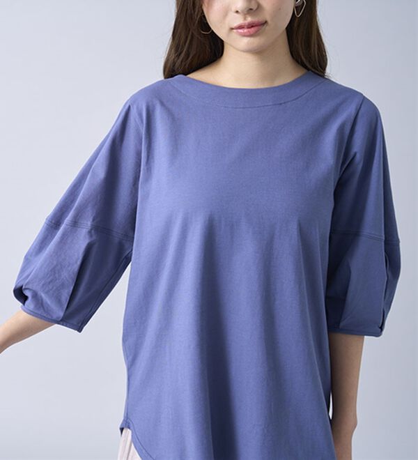 BELLUNA（ベルーナ）の「強撚綿１００％袖デザインプルオーバー（カットソー）」｜詳細画像