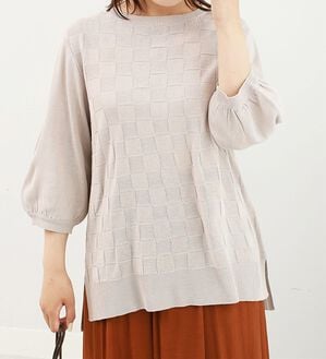 BELLUNA（ベルーナ）の「格子柄ニットプルオーバー（ニット・セーター）」｜詳細画像