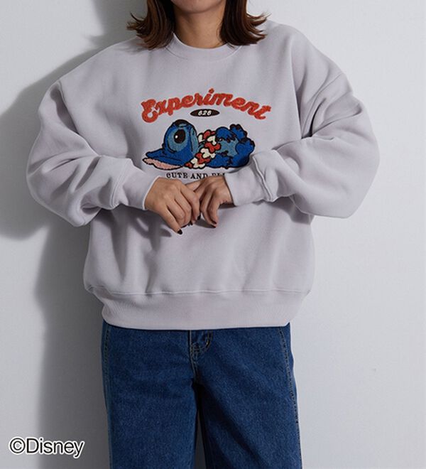 BELLUNA（ベルーナ）の「＜Ｄｉｓｎｅｙ＞【スティッチ】さがら刺しゅう裏起毛ゆったりトレーナー（トレーナー・スウェット）」｜詳細画像