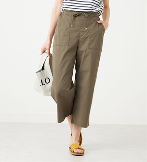BELLUNA（ベルーナ）の「【店舗・ネット限定】サラリ綿混ベイカーワイドパンツ（ワイドパンツ・ガウチョ）」｜カーキ