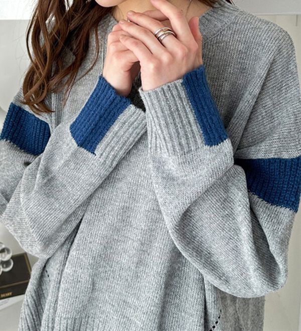 GeeRA（ジーラ）の「配色ラインニットプルオーバー（ニット・セーター）」｜詳細画像