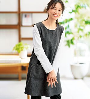 BELLUNA（ベルーナ）の「ボーダージャカード素材釦使いジャンパードレス（ジャンパースカート）」｜詳細画像