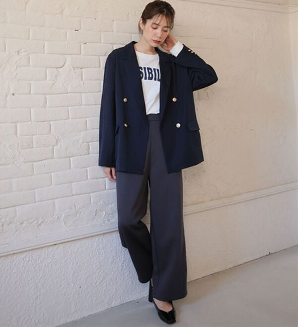 A HAPPY MARILYN（アハッピーマリリン）の「【Ｌ～６Ｌ】丈が選べる 脚痩せ ポンチ カーブパンツ ストレッチ ワイドパンツ（ワイドパンツ・ガウチョ）」｜詳細画像