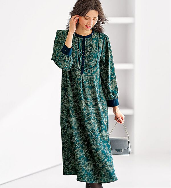 パイピング使いプリントデザインワンピース - ベルーナ【公式】 