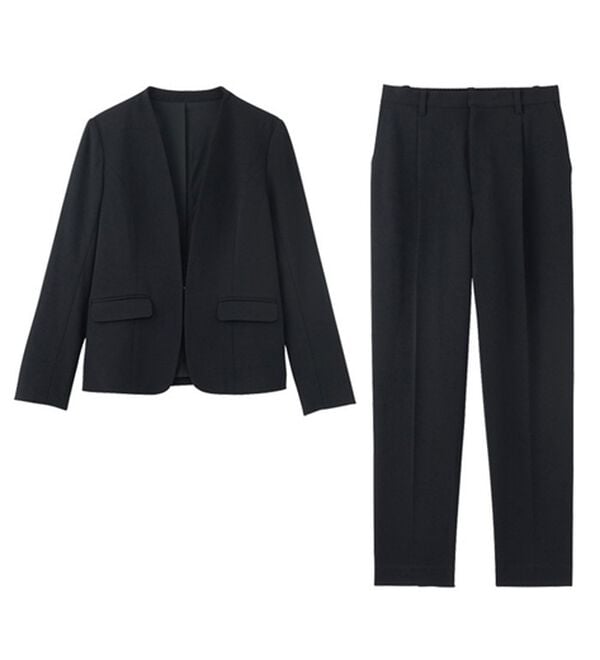 GeeRA（ジーラ）の「【ジャケット+パンツ】洗濯機で洗えるのびのび！ストレッチカットソーセットアップスーツ（パンツスーツ）」｜詳細画像