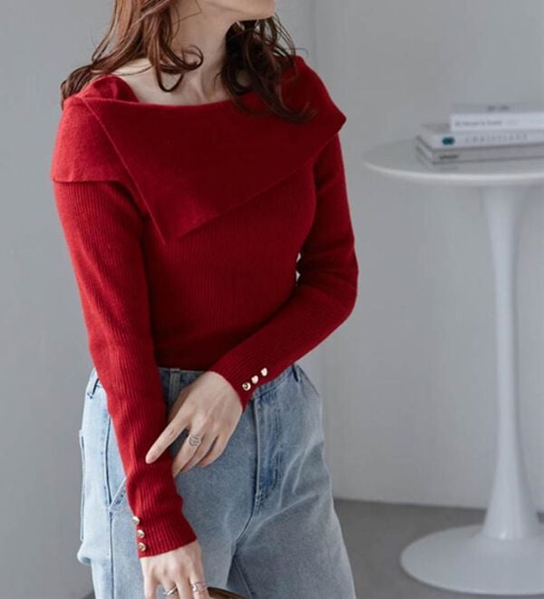 RANAN（ラナン）の「アシメオフショルリブニット（ニット・セーター）」｜詳細画像