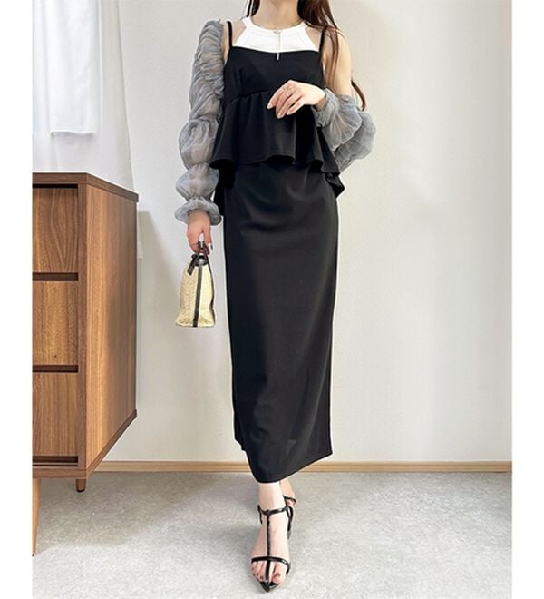 GeeRA（ジーラ）の「楽ちん！ペプラムキャミワンピース（カットソーワンピース）」｜詳細画像