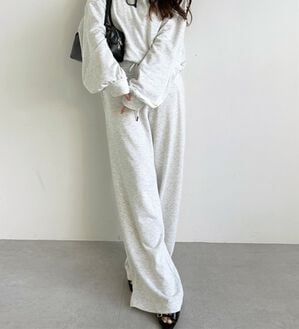 GeeRA（ジーラ）の「ダブルウエストワイドスウェットパンツ（その他パンツ）」｜オートミール