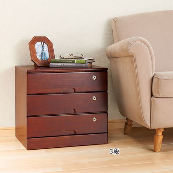 「全段鍵付！天然木リビングチェスト（チェスト・タンス）」｜詳細画像