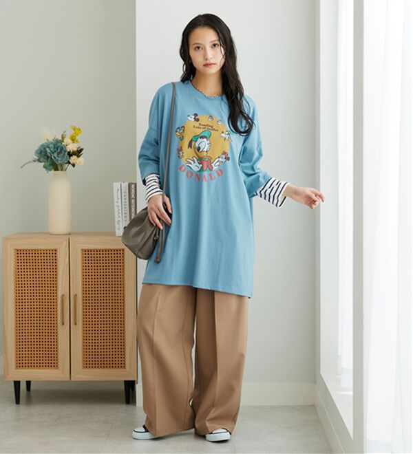 BELLUNA（ベルーナ）の「＜Ｄｉｓｎｅｙ＞【ドナルドダック】ビッグ7分袖プリントTシャツ（Tシャツ）」｜詳細画像