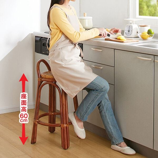 「高さが選べる取っ手付籐スツール（椅子・チェア・スツール）」｜詳細画像