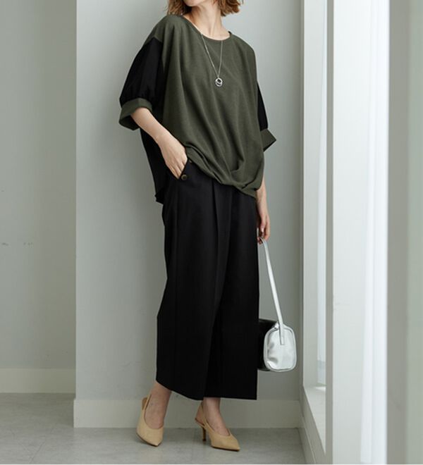 BELLUNA（ベルーナ）の「【ヨコストレッチ・紫外線カット・選べる2丈】サラもちライト快適ワイドパンツ（ワイドパンツ・ガウチョ）」｜詳細画像