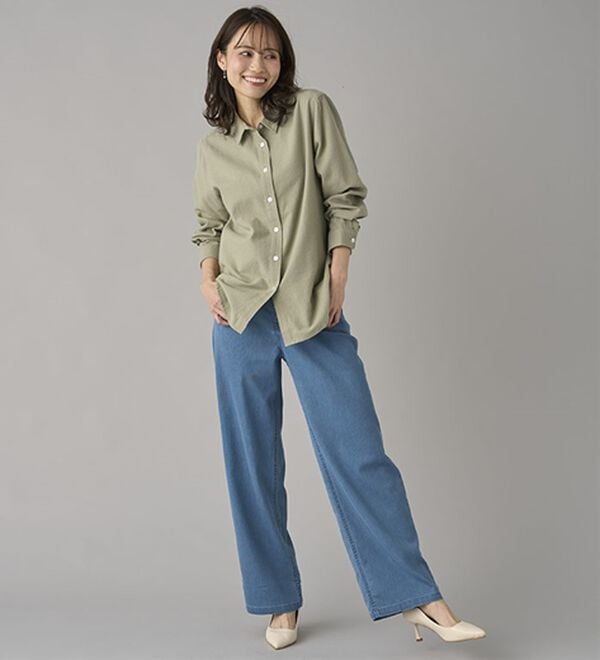 BELLUNA（ベルーナ）の「【チラシ掲載】新感覚！メッシュデニムワイドパンツ（フルレングスパンツ）」｜詳細画像