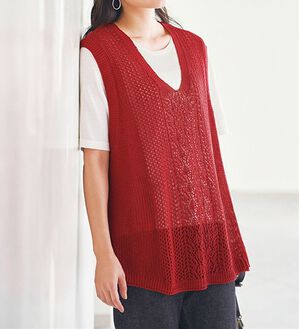 BELLUNA（ベルーナ）の「透かし編みが涼し気なニットベスト（ベスト）」｜レッド