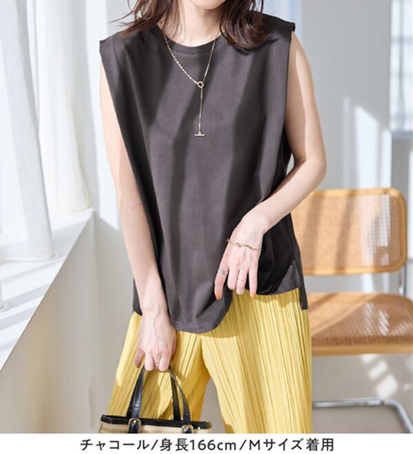 Viola e Viola（ヴィオラ エ ヴィオラ）の「【接触冷感】脇を見せたくない人のためのタンクトップ（タンクトップ・キャミソール）」｜詳細画像