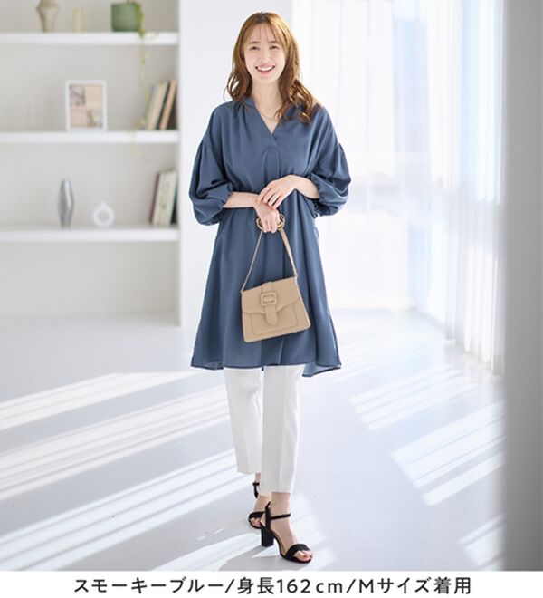 alotta（アロッタ）の「パフ袖とろみブラウスチュニックワンピース（チュニックワンピース）」｜詳細画像